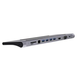 Dock Station T'nB DOCKUSBC11 USB-C 4xUSB-A HDMI VGA Ethernet Lector SD/MicroSD Plata