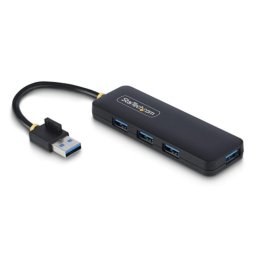 Hub USB 3.0 StarTech.com 4 Puertos Tipo-A 5Gbps Portátil Protección Sobrecorriente Negro