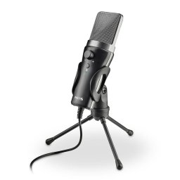 Micrófono NGS MS120 USB Cardioide Streaming Podcast Monitor Latencia Cero Negro