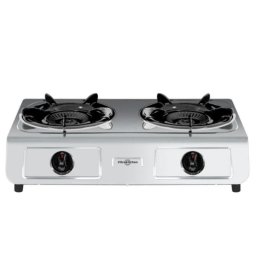 Hornillo de gas Vitrokitchen 260IB dos quemadores ciclón acero inoxidable compacto