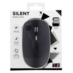 Ratón inalámbrico T'nB MWRUBBY2 1600 DPI Ambidextro Negro Plata Clic Silencioso