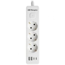 Regleta Orbegozo EN 3100 3 Tomas Corriente 2 USB 2 USB-C Cable 1.4m Blanca