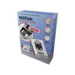 Bolsa para el polvo Nilfisk 107407940 Original 4 Unidades + Prefiltro Aspiradoras Elite King Extreme