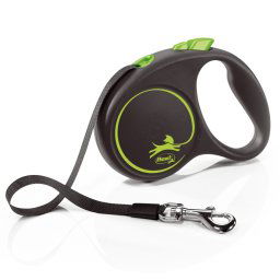 Correa extensible flexi Black Design de cinta, verde, 5 m - S: hasta 12 kg