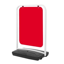 Soporte gráfico de exterior basculante blanco con base rellenable