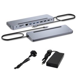 Dock USB-C i-tec Metal Ergonomic 3x 4K Display Soporte, 100W Power Delivery, Lector SD, Plata