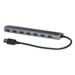 Hub USB 3.0 i-tec Metal 7 Puertos 5Gbps Plata Alimentación Externa Plug & Play