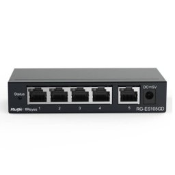 Switch Ruijie RG-ES105GD 5 Puertos Gigabit Metálico Sin Ventilador 10Gbps Protección 6kV