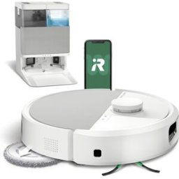 iRobot Robot aspirador y friegasuelos Roomba® Plus 505 Combo con Base AutoWash™ y ClearView™ Pro LiDAR. Blanco