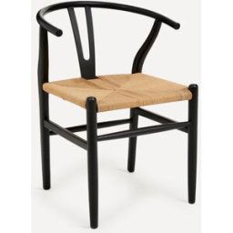 El Corte Inglés Silla de comedor de madera de roble y ratán Shanghai . Negro