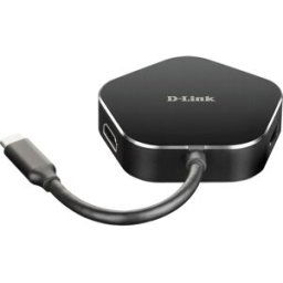 D-Link HUB USB USB-C Macho para 2 x USB 3.0 Tipo A Hemea + 1 x HDMI + 1 x USB-C (até 60W)