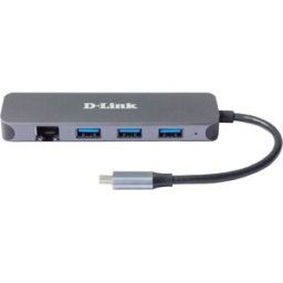 D-Link HUB USB USB-C Macho > 3 x USB 3.0 (SS) + 1 x USB-C (Thunderbolt 3) (PD60W) + 1 x RJ45