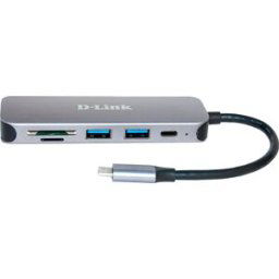 D-Link HUB USB USB-C Macho > 2 x USB 3.0 (SS) + 1 x USB-C (Thunderbolt 3) + Leitor de Cartões