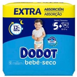 dodot Pañales Bebé Seco Extra Talla 5+ 12-17kg 56uds
