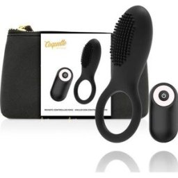 COQUETTE Anillo Vibrador Recargable con Control Negro Gold 1ud