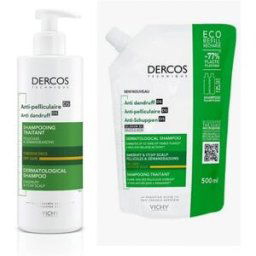Vichy Dercos Technique Anticaspa DS Champú Cabello Seco 390 ml + Eco-Recarga 500 ml