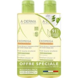 A-DERMA Exomega Control Aceite Limpiador Emoliente 2x500ml