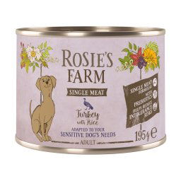 Rosie's Farm Single Meat Adult 6 x 195 g - Pavo y arroz