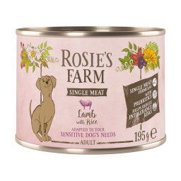 Rosie's Farm Single Meat Adult 6 x 195 g - Cordero y arroz