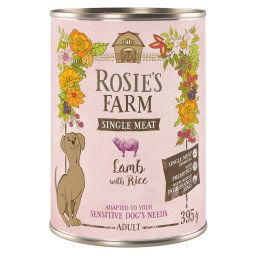 Rosie's Farm Single Meat Adult 6 x 395 g - Cordero y arroz