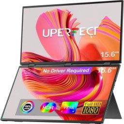 Monitor portátil UPERFECT Plegable Triple Pantalla, Rotación 360°, sRGB 100%, VESA, USB-C