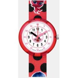 Flik Flak Reloj de niña Miraculous Ladybug and Cat Noir FPNP106 de plástico rojo. Rojo