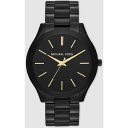 Michael Kors Reloj de mujer MK3221 Slim Runway de acero negro. Negro