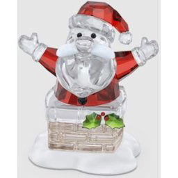 Swarovski Figura decorativa Holiday Cheers Papá Noel y Chimenea. Rojo