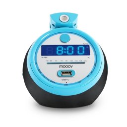 Reloj Despertador Proyector Pantalla LED Azul 3 Modos de Alarma USB Radio FM Sleep Snooze