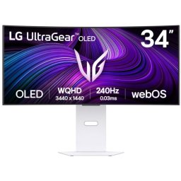 Monitor OLED LG UltraGear 34GX90SA-W, 34", webOS 24, WQHD, 240Hz, 0,03 ms, 21:9, Curvo, HDR 400