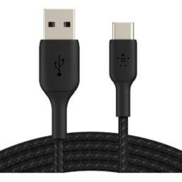 Belkin Cable BoostCharge USB-A a USB-C, 1 metro, doble trenzado, negro. Negro