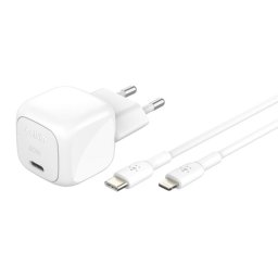 Cargador de pared USB-C 30W con Power Delivery 3.1, cable USB-C a Lightning, blanco, carga rápida