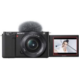 Sony Alpha ZV-E10L. Cámara vlog mirrorless APS-C con objetivo 16-50 mm f/3.5-5.6 Power Zoom (pantalla abatible, 4K, enfoque automático en tiempo real). Negro