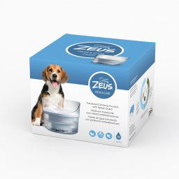 Zeus Fresh & Clear fuente para mascotas con protección contra salpicaduras - Fuente de agua de 1,5 litros