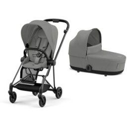 Cybex Carro de bebé dúo MIOS con Chasis Matt Black, Seat Pack y Capazo Lux en Mirage Grey.. Gris niño
