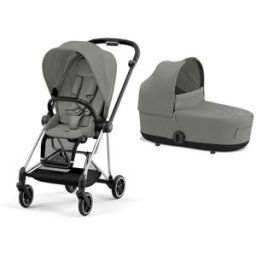 Cybex Carro de bebé dúo MIOS con Chasis Chrome Black, Seat Pack y Capazo Lux en Mirage Grey.. Gris niño