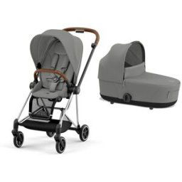 Cybex Carro de bebé dúo MIOS con Chasis Chrome Brown, Seat Pack y Capazo Lux en Mirage Grey.. Gris niño