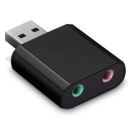 Adaptador Usb Tarjeta Sonido Microfono Auricular Negro