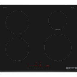 Placa de inducción Bosch PIE631HB1E 7400W, 60 cm, 4 zonas, vidriocerámica, control táctil, negro