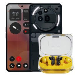 Nothing Pack Phone (3a) Pro Smartphone 12/256GB Negro + Auriculares Bluetooth Ear (a) Amarillos