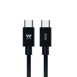 Cable USB Tipo-C a Tipo-C 1.2m, 60W Carga Rápida, 480Mbps, Diseño Plano, Flexible y Resistente