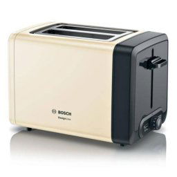 Tostadora Bosch TAT4P427 970W, 2 rebanadas, Control giratorio, Bandeja extraíble, Crema/Negro