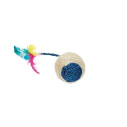 Pelotas de sisal Karlie con plumas y sonajero para gatos - 1 unidad