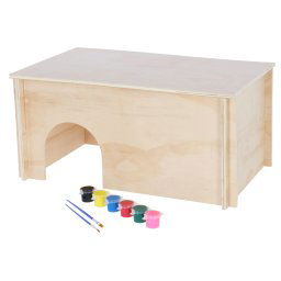 Casa para pintar Kerbl Pet para roedores - 50 x 29 x 24 cm (L x An x Al), incl. 6 tintes con pincel