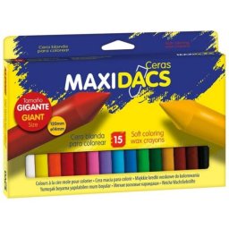 Estuche de 15 ceras MaxiDacs 14mm colores surtidos, cera blanda Alpino 120mm
