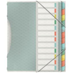 Separador de 12 pestañas multicolor de polipropileno, formato A4, cierre elástico, 266x320mm