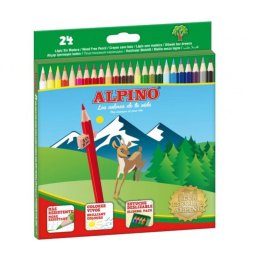 Lápices de colores Alpino AL010658, mina resistente al agua 3mm, hexagonales, pack 24 colores vivos