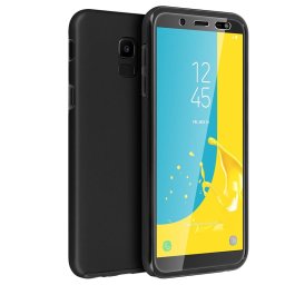 Avizar Funda Protectora de Silicona y Policarbonato Protección Total Negra para Samsung Galaxy J6