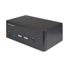 Startech Switch KVM 2 Puertos HDMI 2.0 4K Dual Monitor Hub USB 3.0 Audio 7.1 HDR Negro