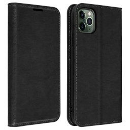 Avizar Funda de Piel Auténtica Negra para Apple iPhone 11 Pro Max